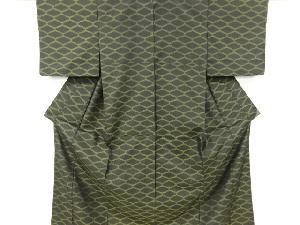 斜め格子模様織り出し本場泥大島紬着物